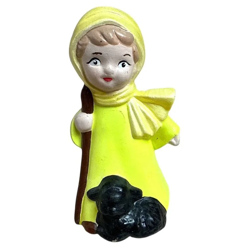 Handmade Ceramic Nativity Set 6pc Hand Painted Figures Vintage Christmas Decor